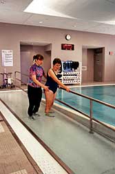 Pictures of: track, pool, MRI scanner.